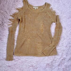 Mustard Yellow Distressed Fairy‎ Grunge Knit Lightweight Punk Skater Sweater